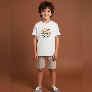 Travis Matthew Boys SZ L Retro Sunset Graphic Short Sleeve Tee Shirt 100% Cotton